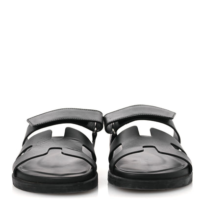 Hermes Calfskin Womens Chypre Sandals 37 Black 3 of 14