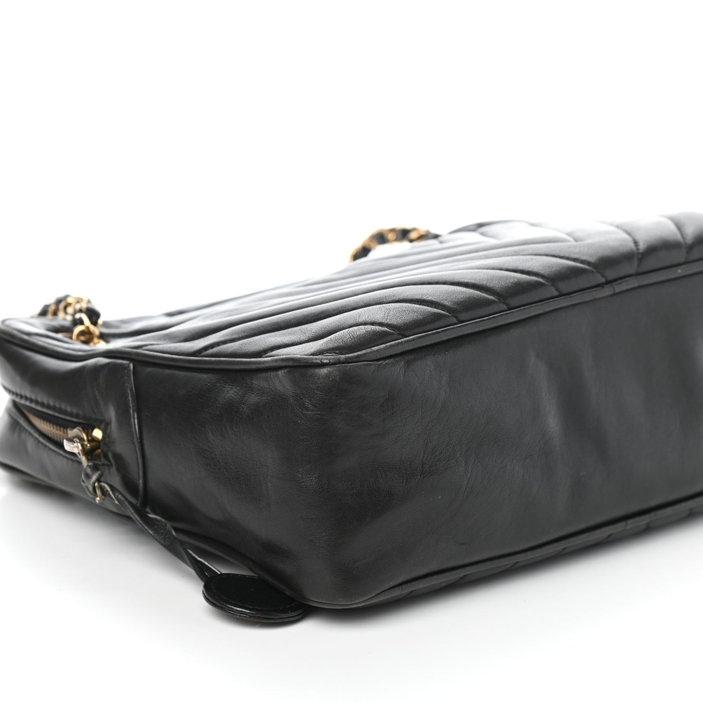 Lambskin Chevron Quilted Shoulder Bag Black