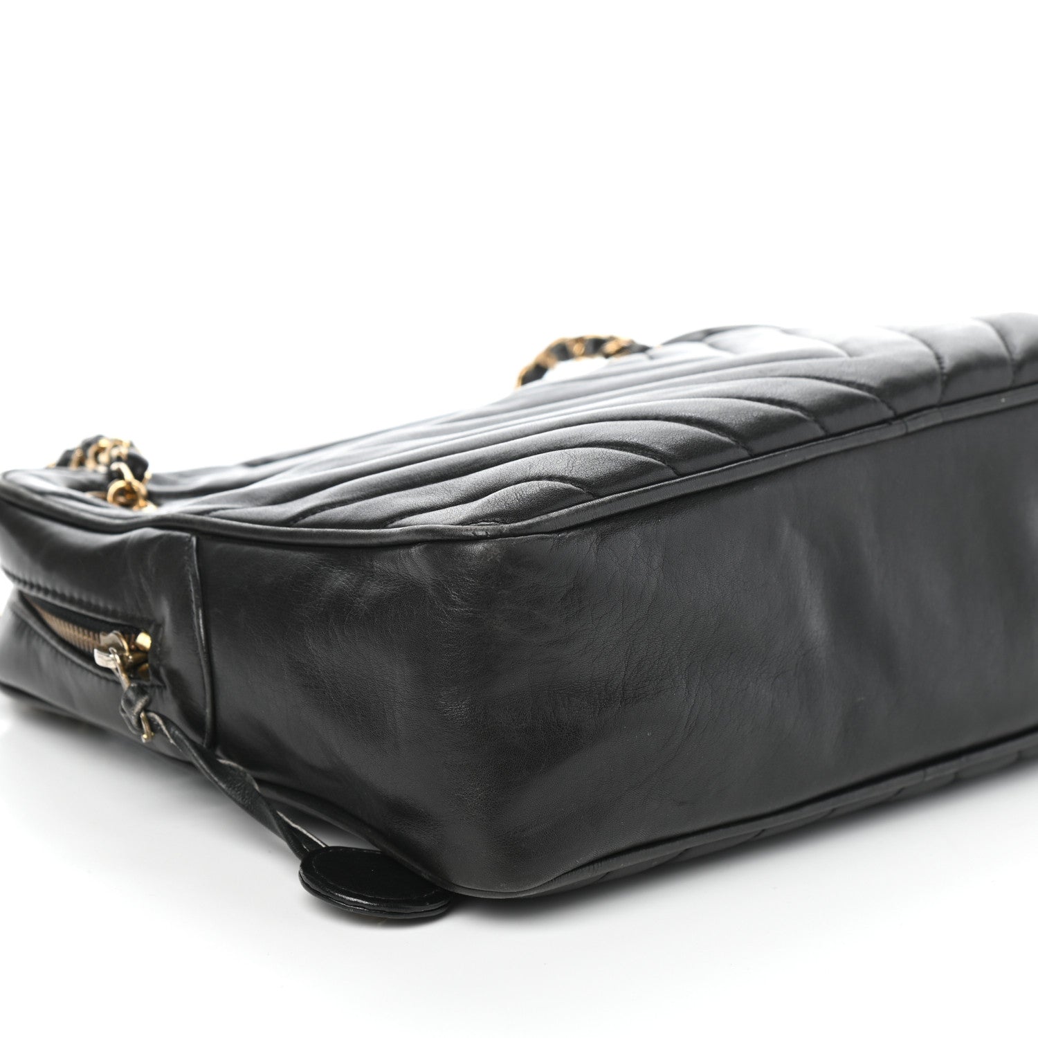 Chanel Lambskin Chevron Quilted Shoulder Bag Black 10 of 11