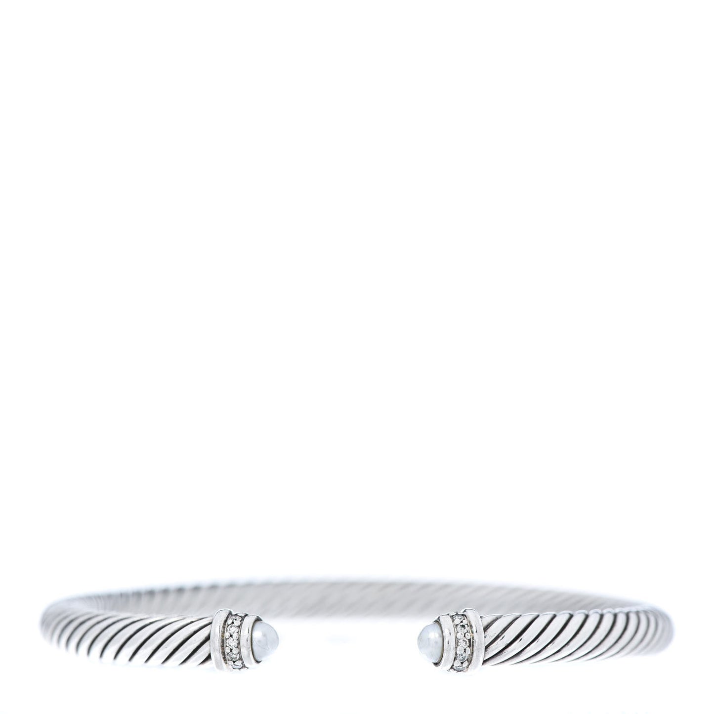 Sterling Silver Diamond Pearl 5mm Cable Classics Bracelet