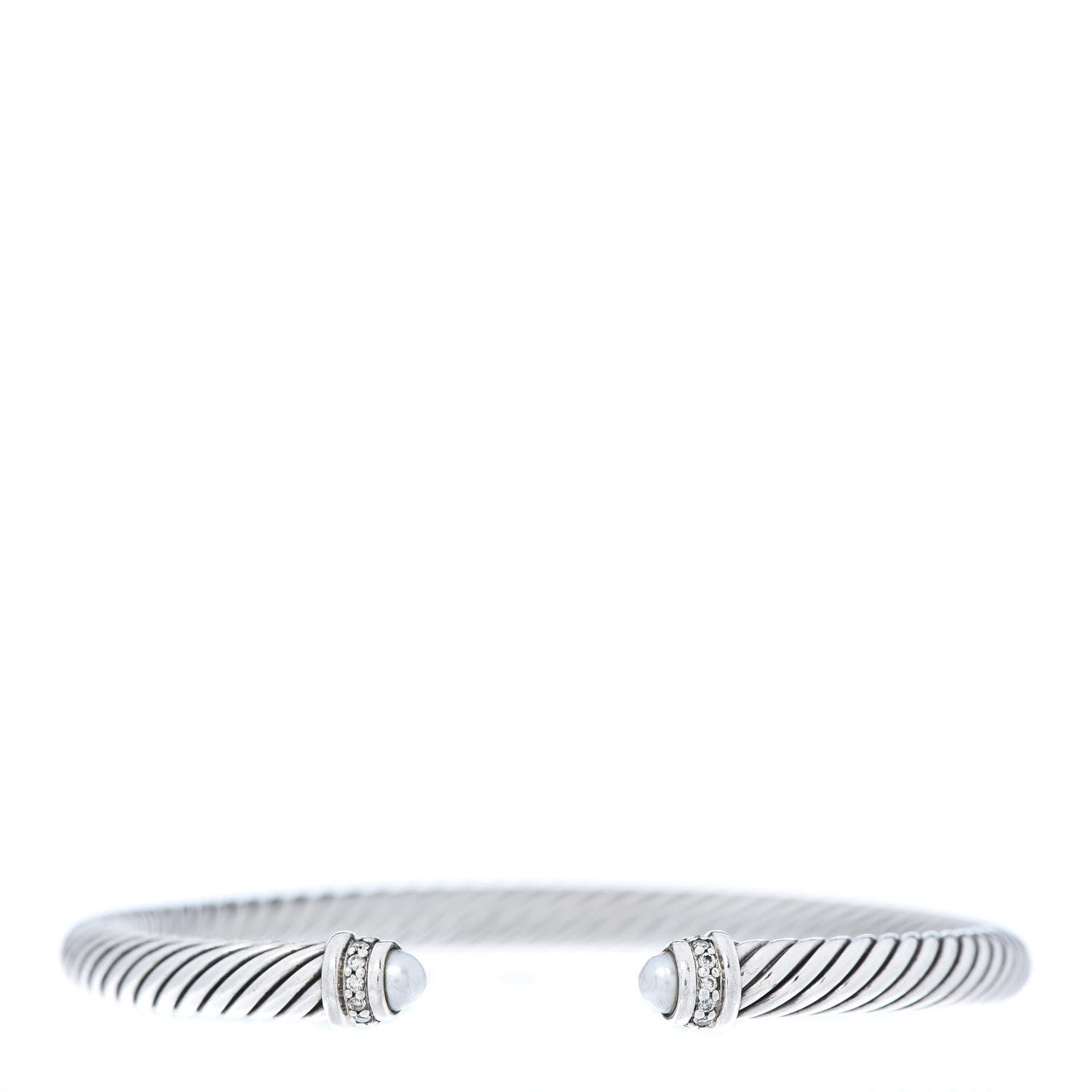 David Yurman Sterling Silver Diamond Pearl 5mm Cable Classics Bracelet 1 of 5
