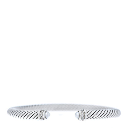 David Yurman Sterling Silver Diamond Pearl 5mm Cable Classics Bracelet 1 of 5