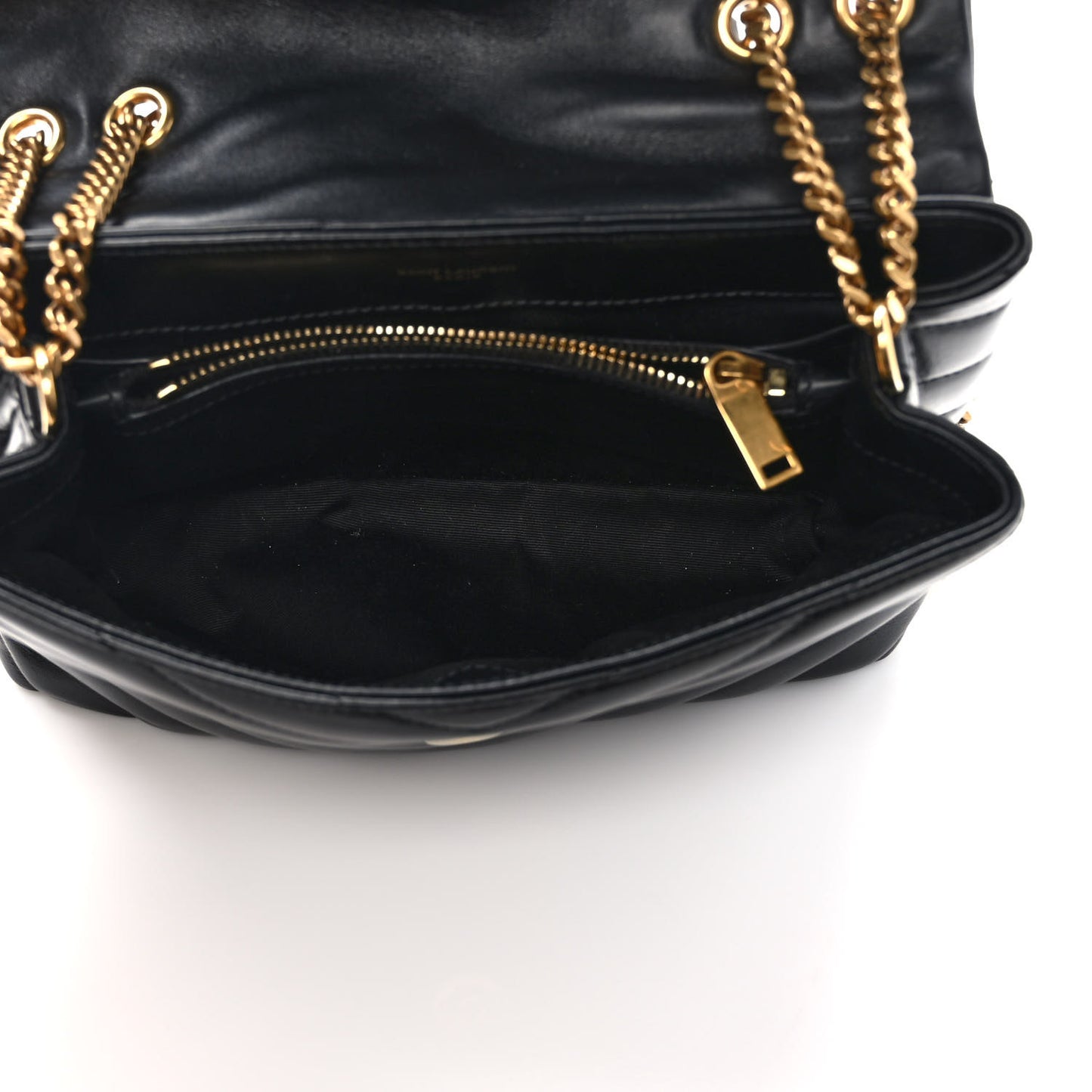 Calfskin Y Quilted Monogram Small Loulou Chain Satchel Black