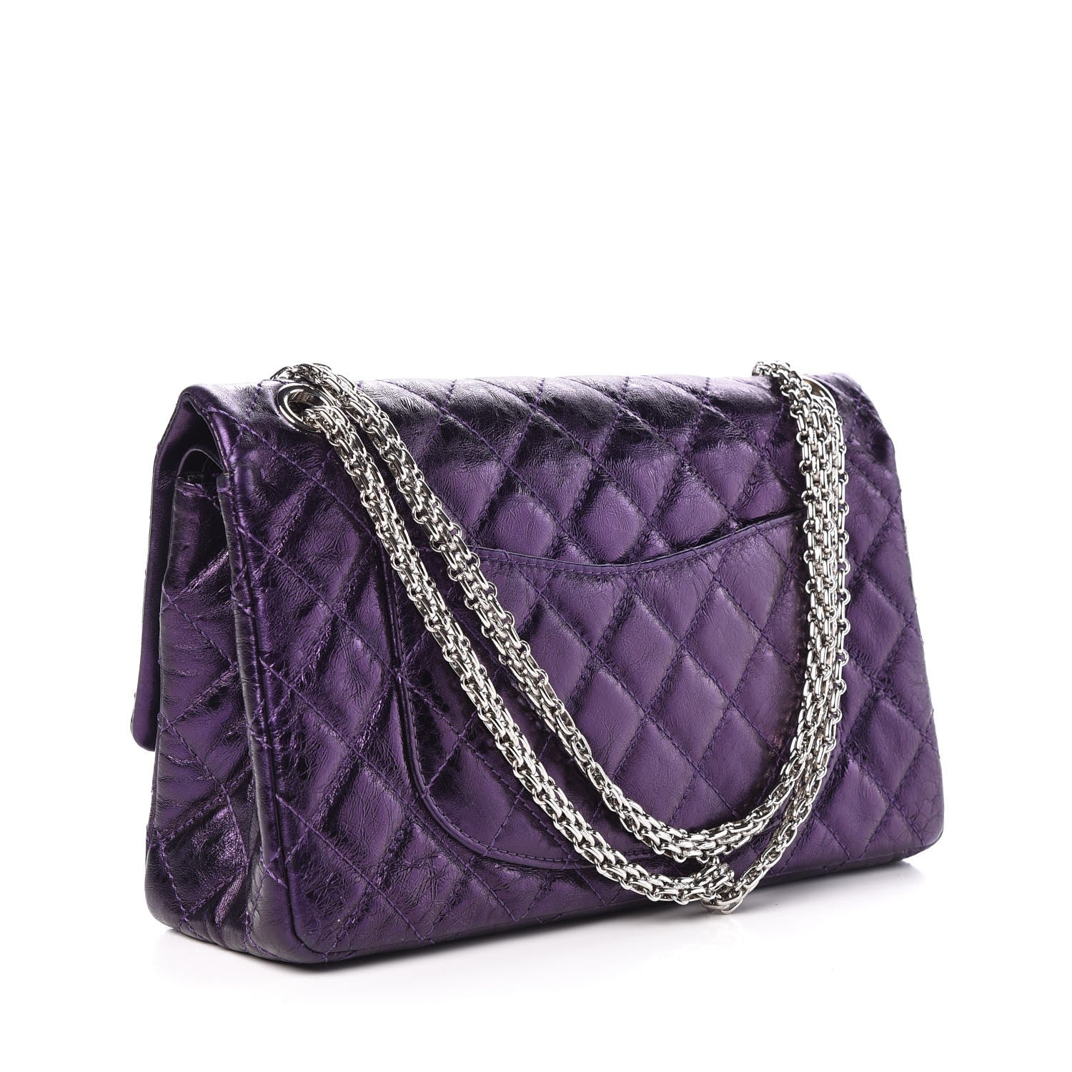 Chanel Metallic Calfskin Quilted 2.55 Reissue 226 Flap Violet 4 of 11