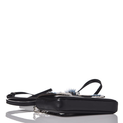 Fendi Nappa Rabbit Fox Fur Micro Buggie Baguette Black 4 of 13