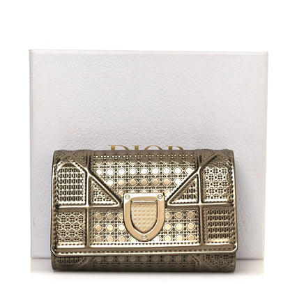 Christian Dior Metallic Patent Micro-Cannage Diorama Elancee Wallet Gold 11 of 11