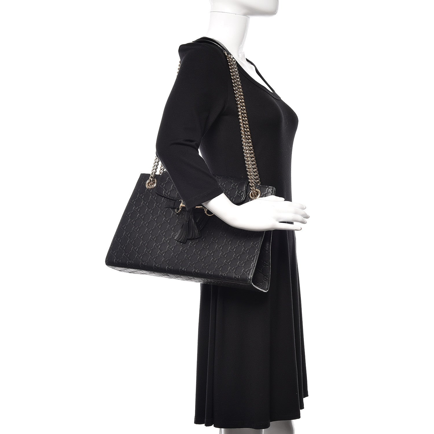 Gucci Guccissima Large Emily Chain Shoulder Bag Black 2 of 14