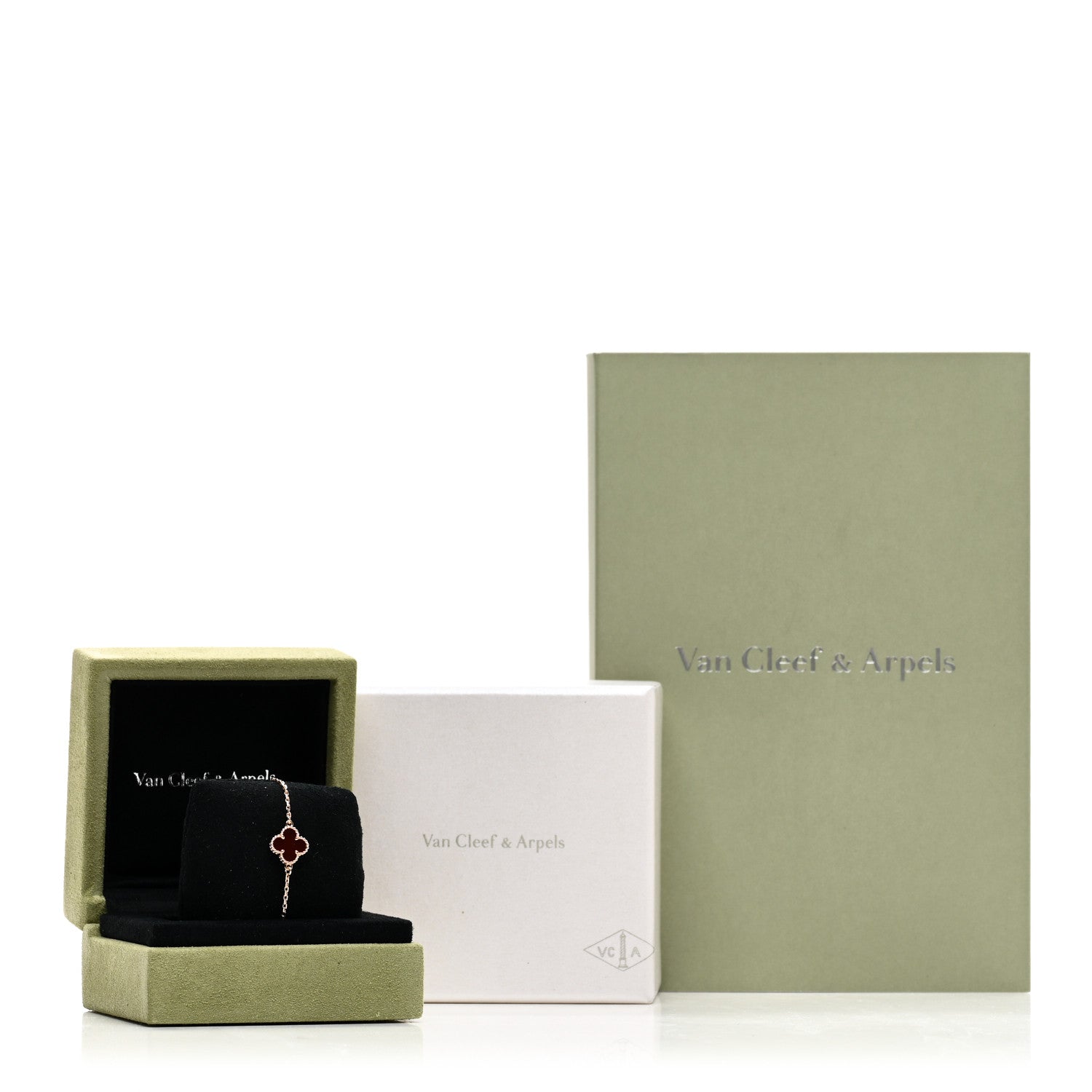 Van Cleef & Arpels 18K Rose Gold Carnelian Sweet Alhambra Bracelet 4 of 4