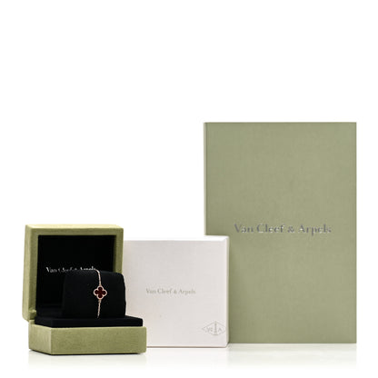 Van Cleef & Arpels 18K Rose Gold Carnelian Sweet Alhambra Bracelet 4 of 4