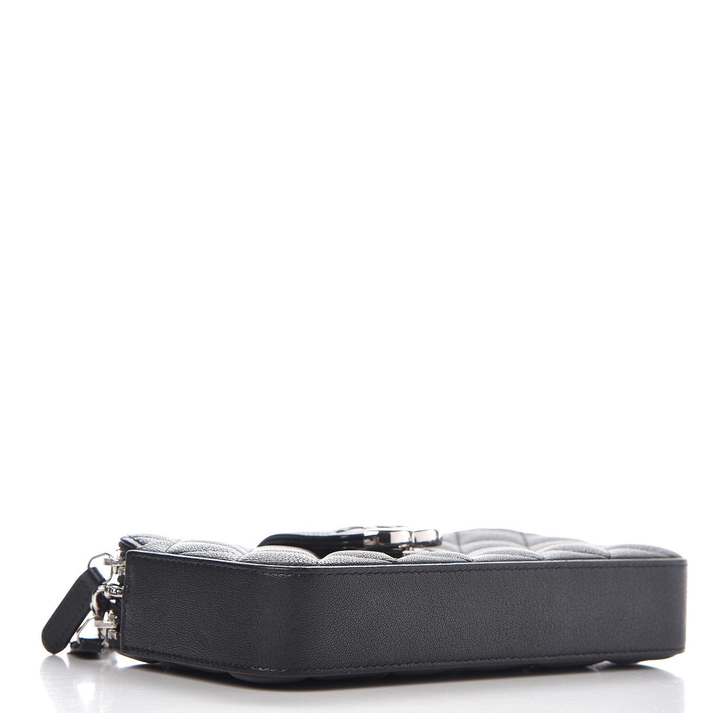 Lambskin Quilted CC Box Clutch With Chain Black