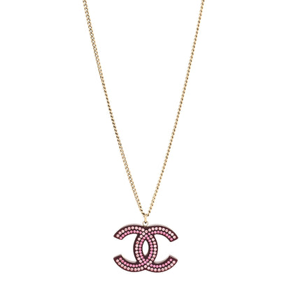 Chanel Resin Crystal CC Necklace Purple Pink 1 of 5
