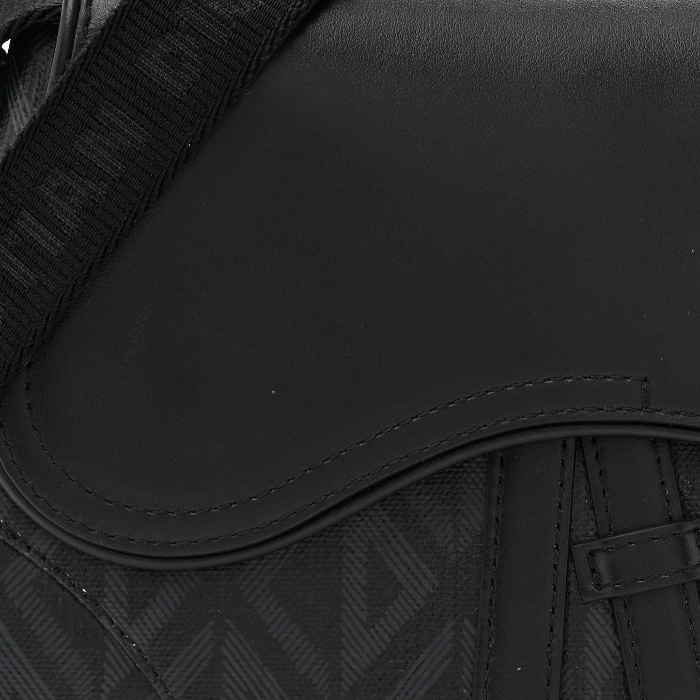 Coated Canvas CD Diamond Printed Mens Mini Saddle Bag Black