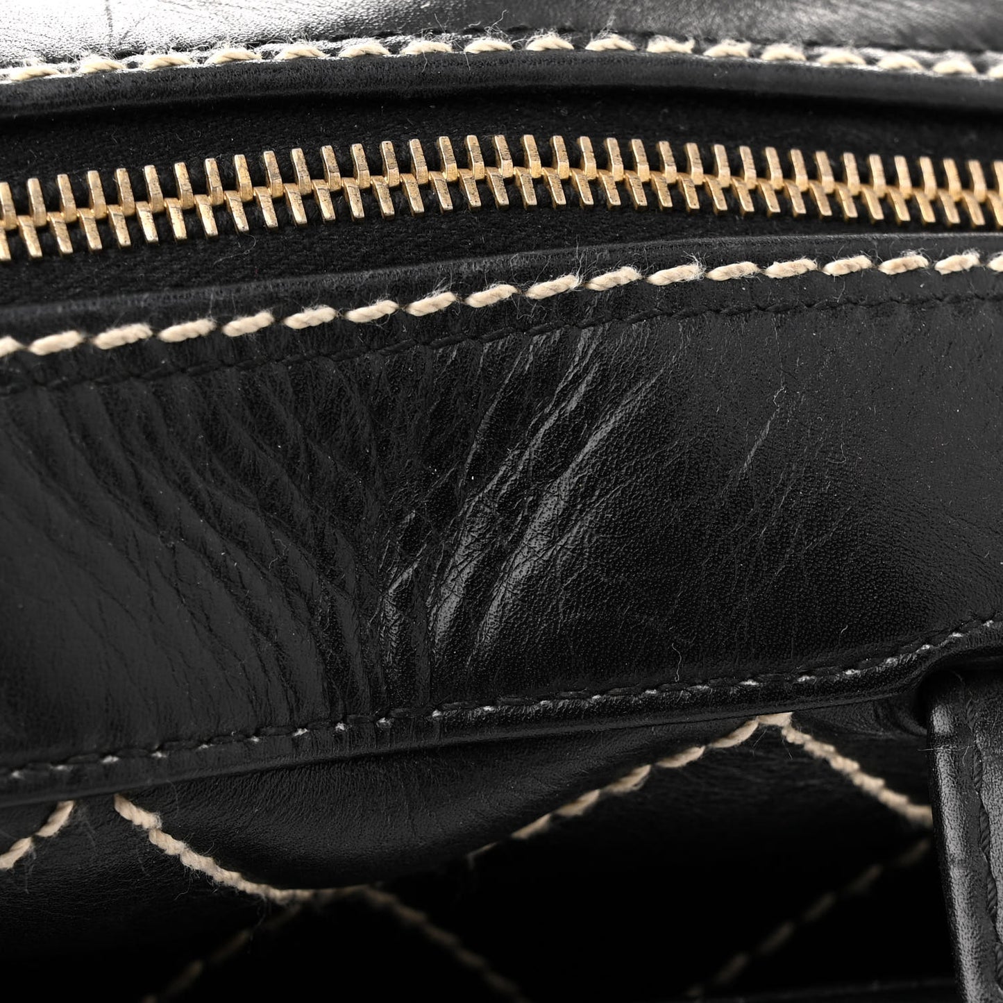 Calfskin Contrast Stitch Surpique Bowler Black