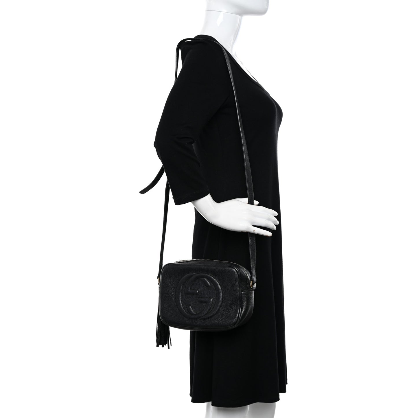 Pebbled Calfskin Small Soho Disco Bag Black