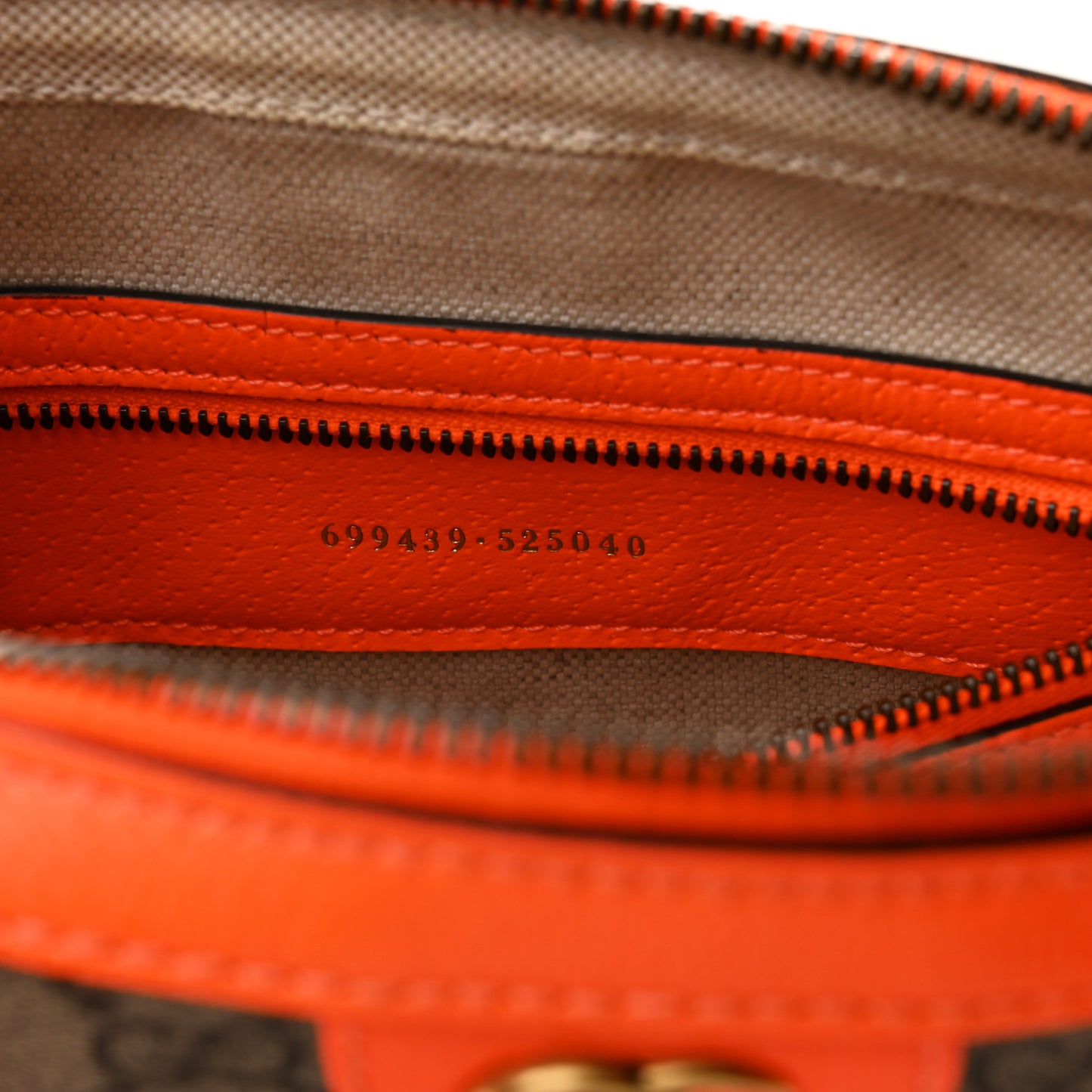 GG Supreme Monogram Textured Dollar Calfskin Web Ophidia Wristlet Shoulder Bag Beige Ebony Orange