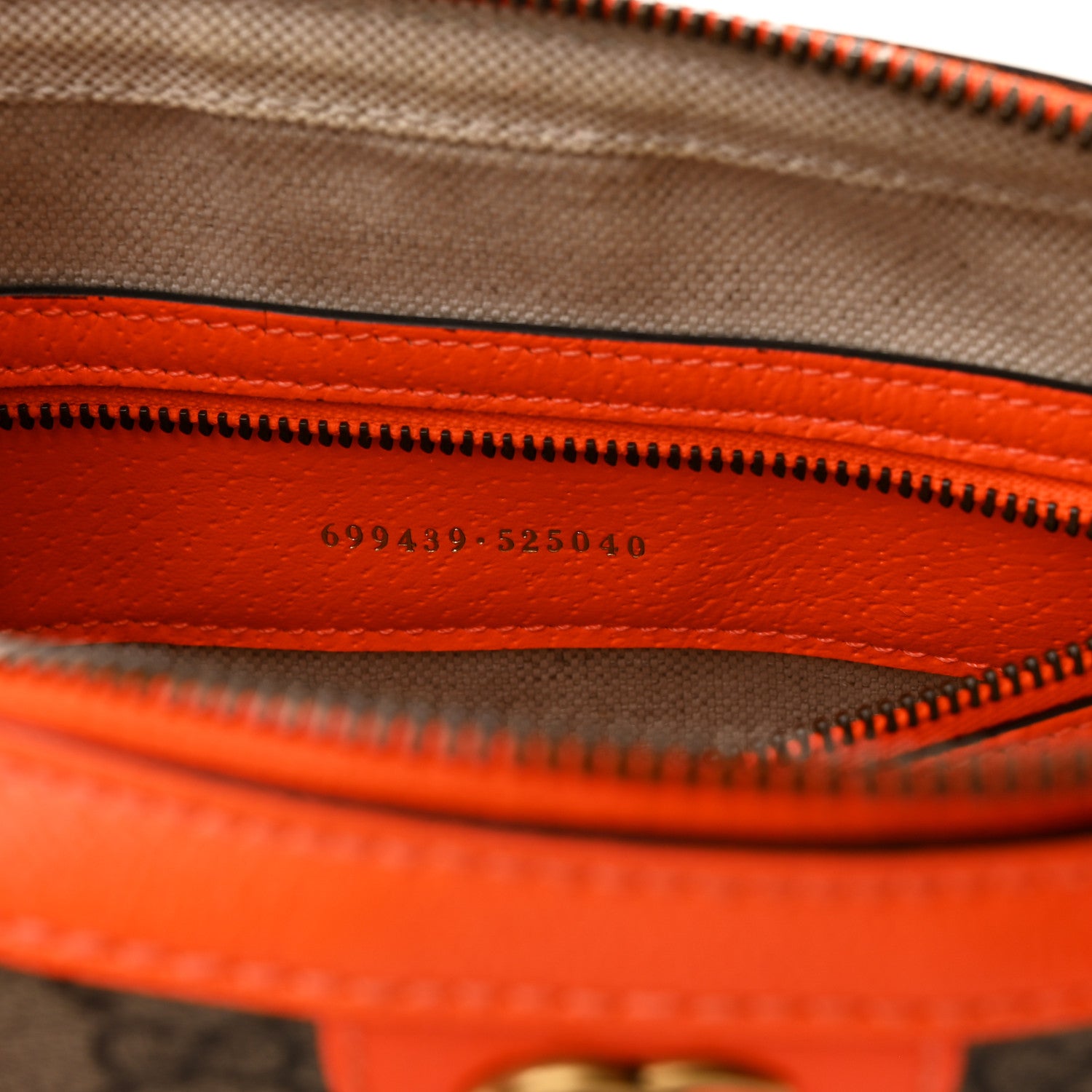 Gucci GG Supreme Monogram Textured Dollar Calfskin Web Ophidia Wristlet Shoulder Bag Beige Ebony Orange 7 of 10