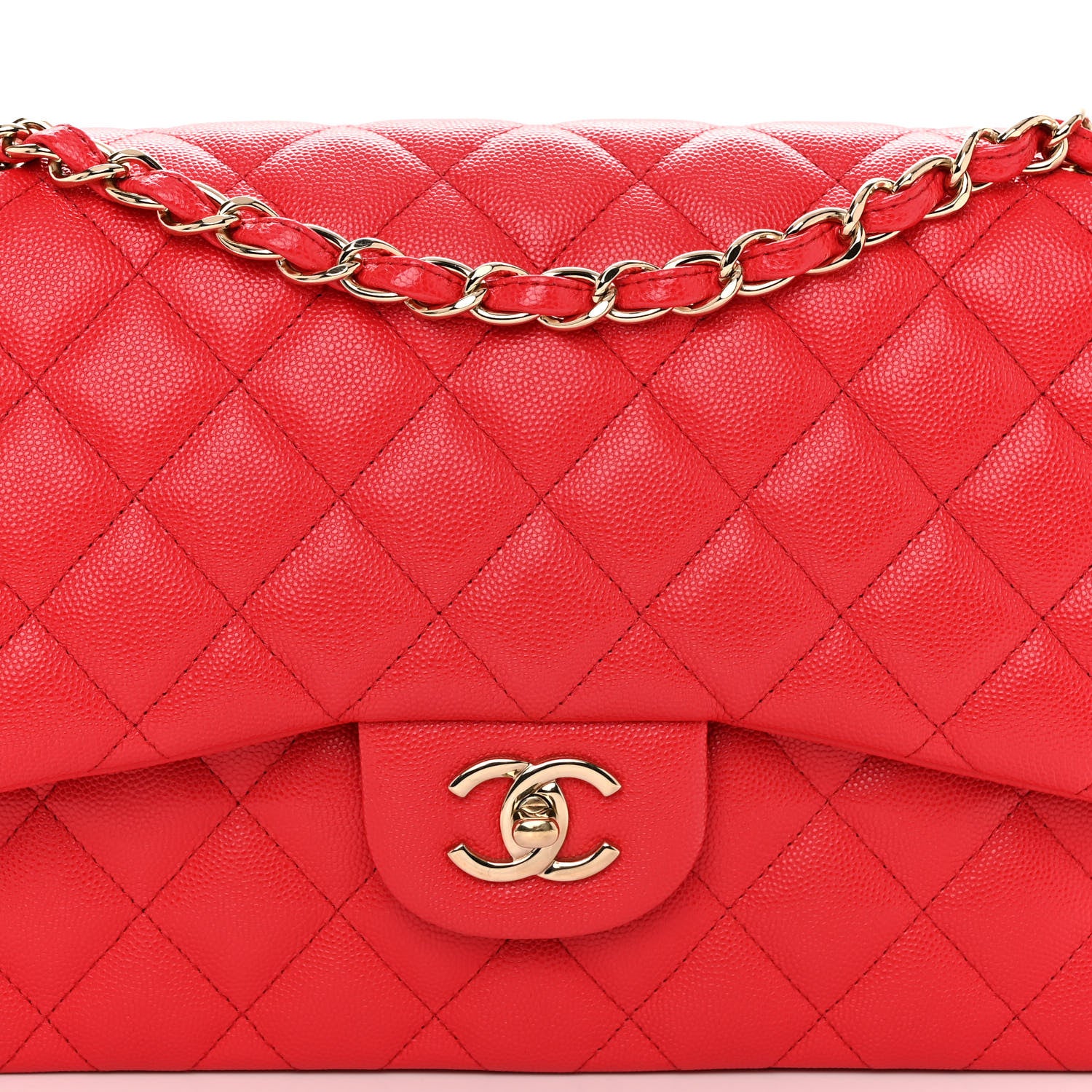 Chanel Caviar Quilted Jumbo Double Flap Red 8 of 10