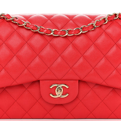 Chanel Caviar Quilted Jumbo Double Flap Red 8 of 10