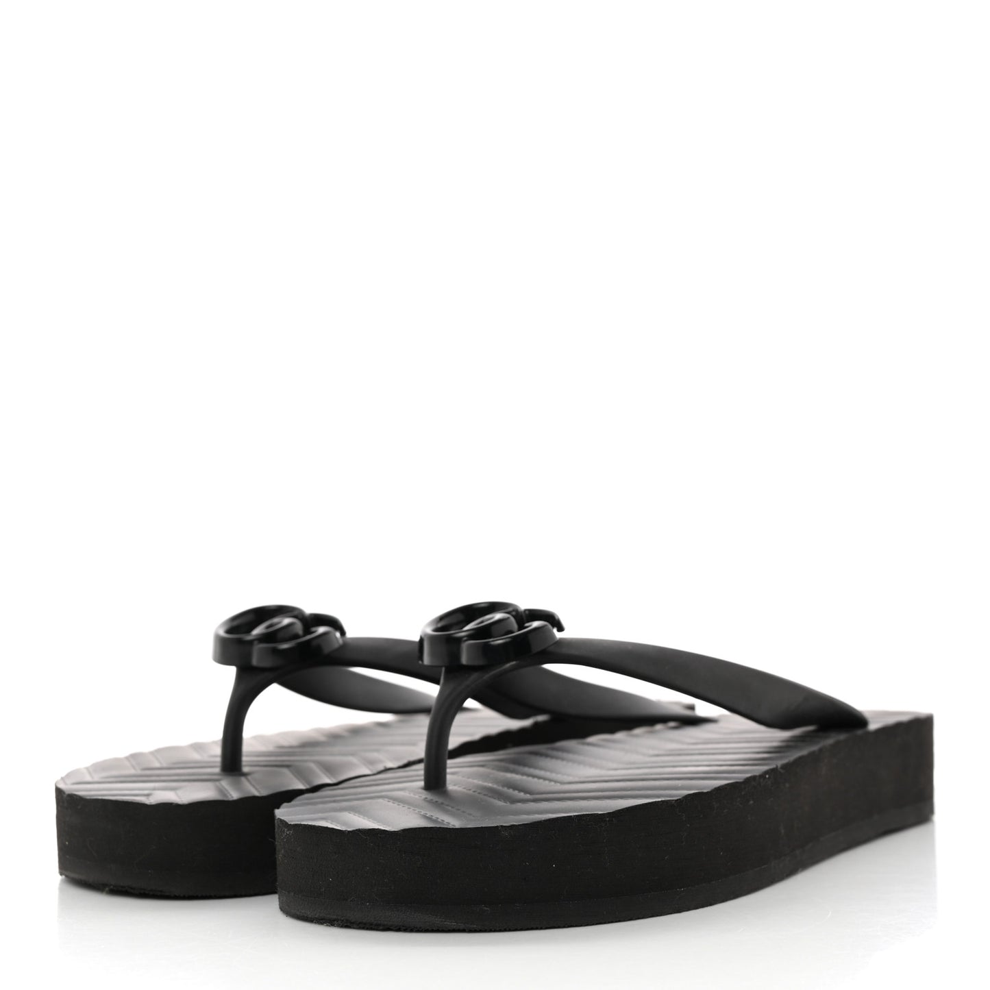Rubber Chevron Womens GG Thong Sandals 39 Black