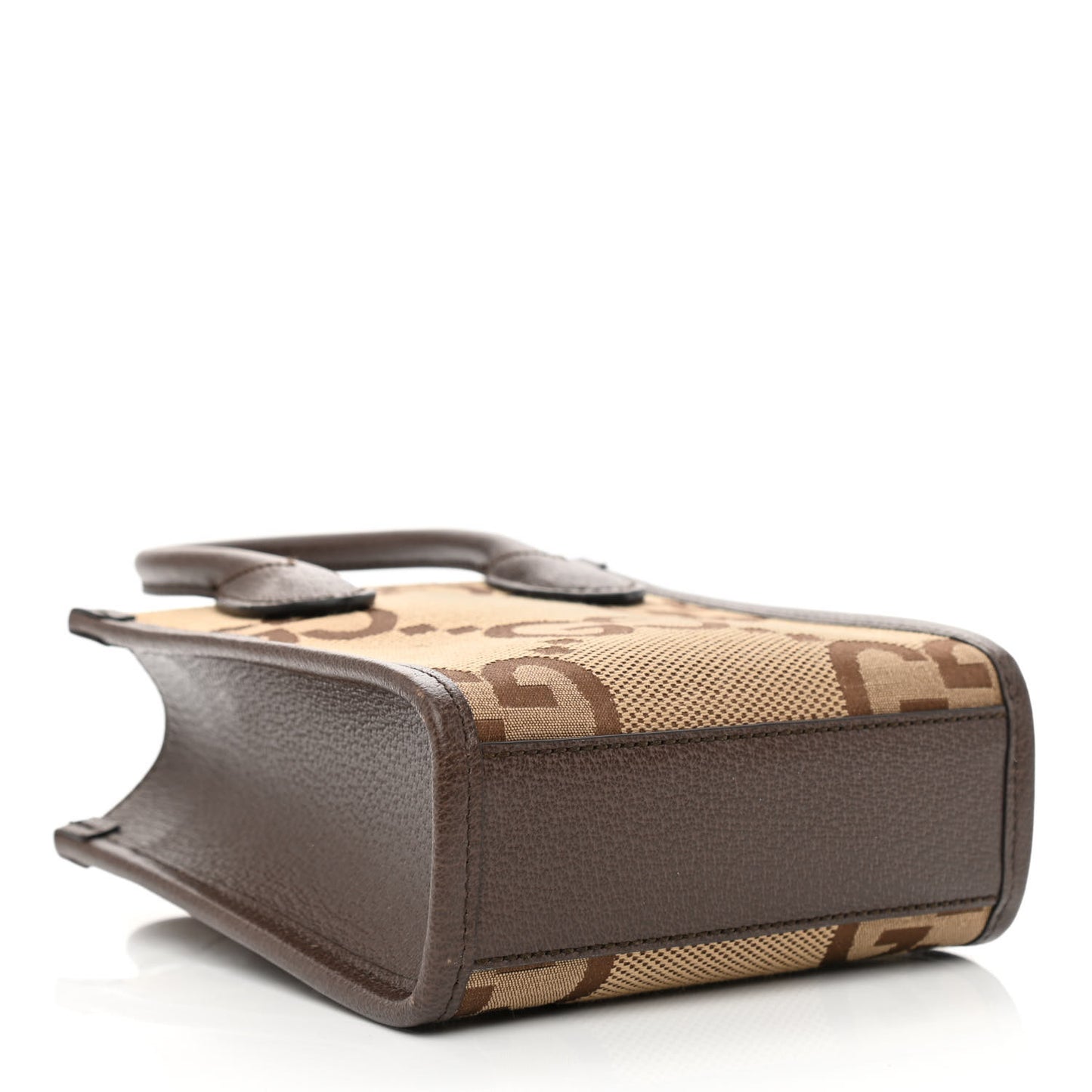 Monogram Jumbo GG Textured Dollar Calfskin Web Mini Vertical Tote Camel Ebony New Acero