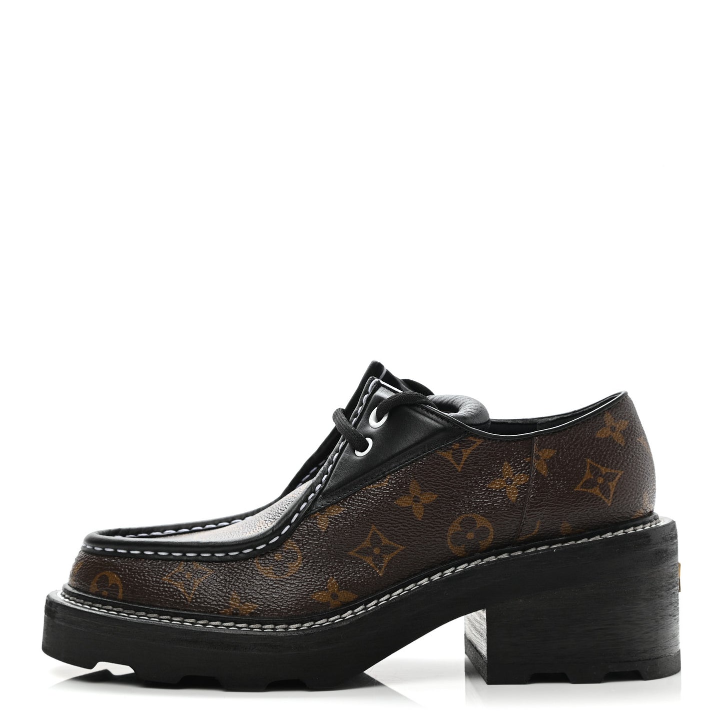 Monogram Calfskin Beaubourg Platform Derby Shoes 40 Brown