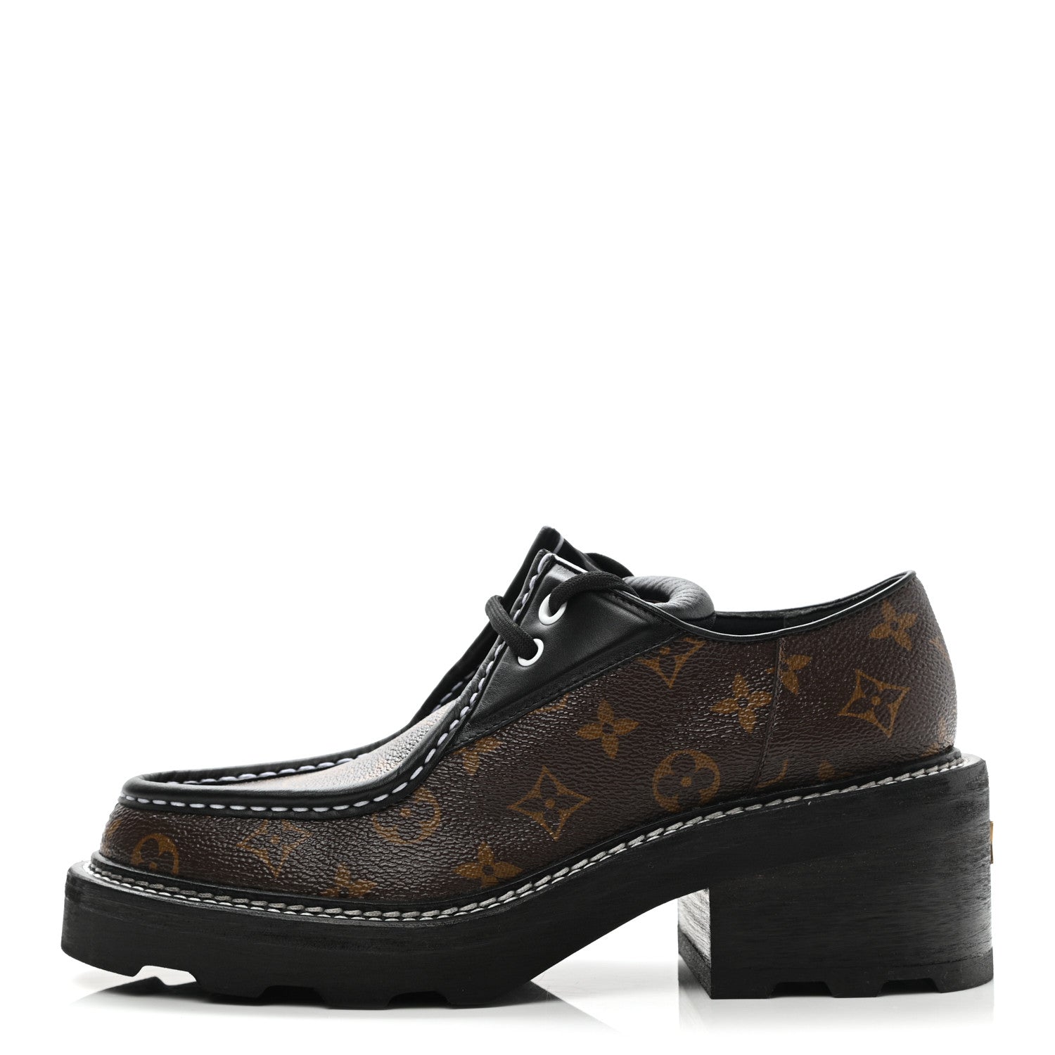 Louis Vuitton Monogram Calfskin Beaubourg Platform Derby Shoes 40 Brown 1 of 9