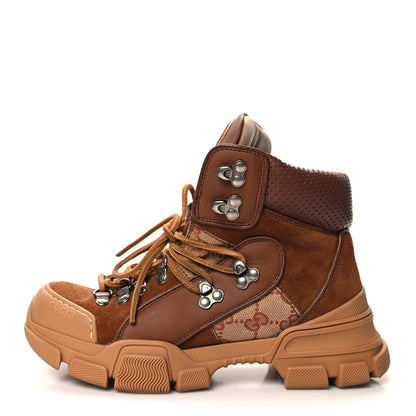 Gucci X SEGA Suede Calfskin GG Monogram Womens Flashtrek High-Top Sneakers 36 New Cuir Beige Ruggine 1 of 10