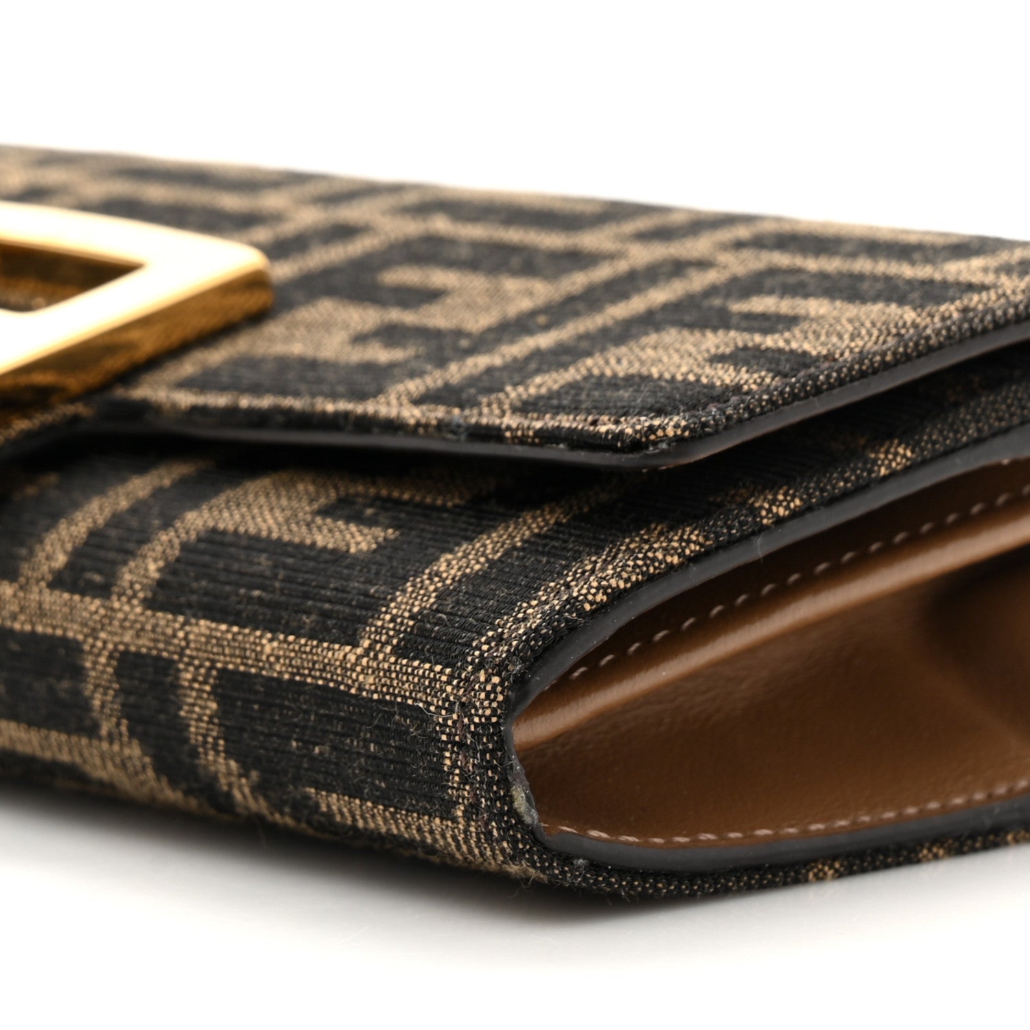 Fendi Fabric Jacquard FF 1974 Continental Wallet On Chain Tobacco Moro 11 of 13