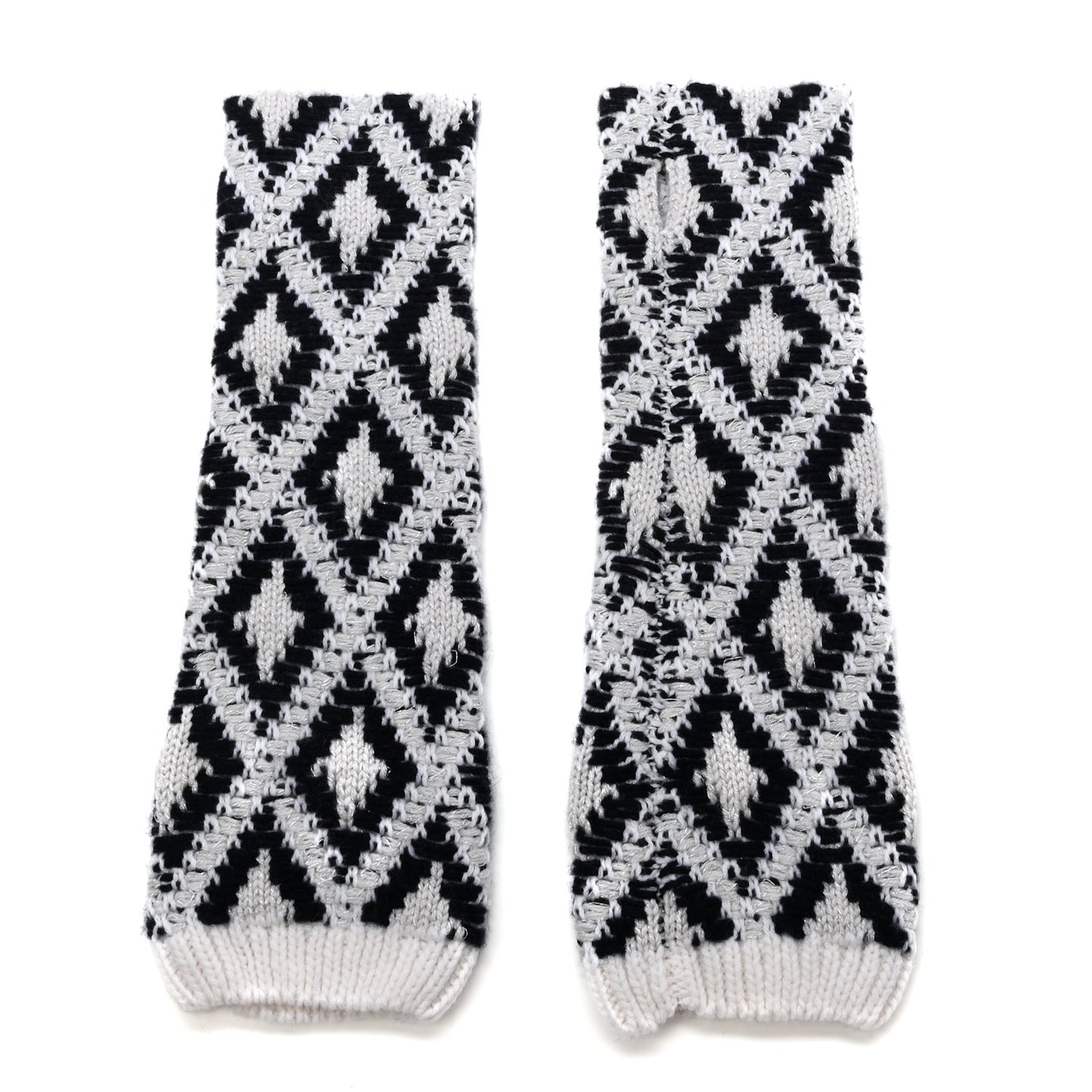Cashmere Blend CC Beanie Hat With Gloves Set White Navy Blue