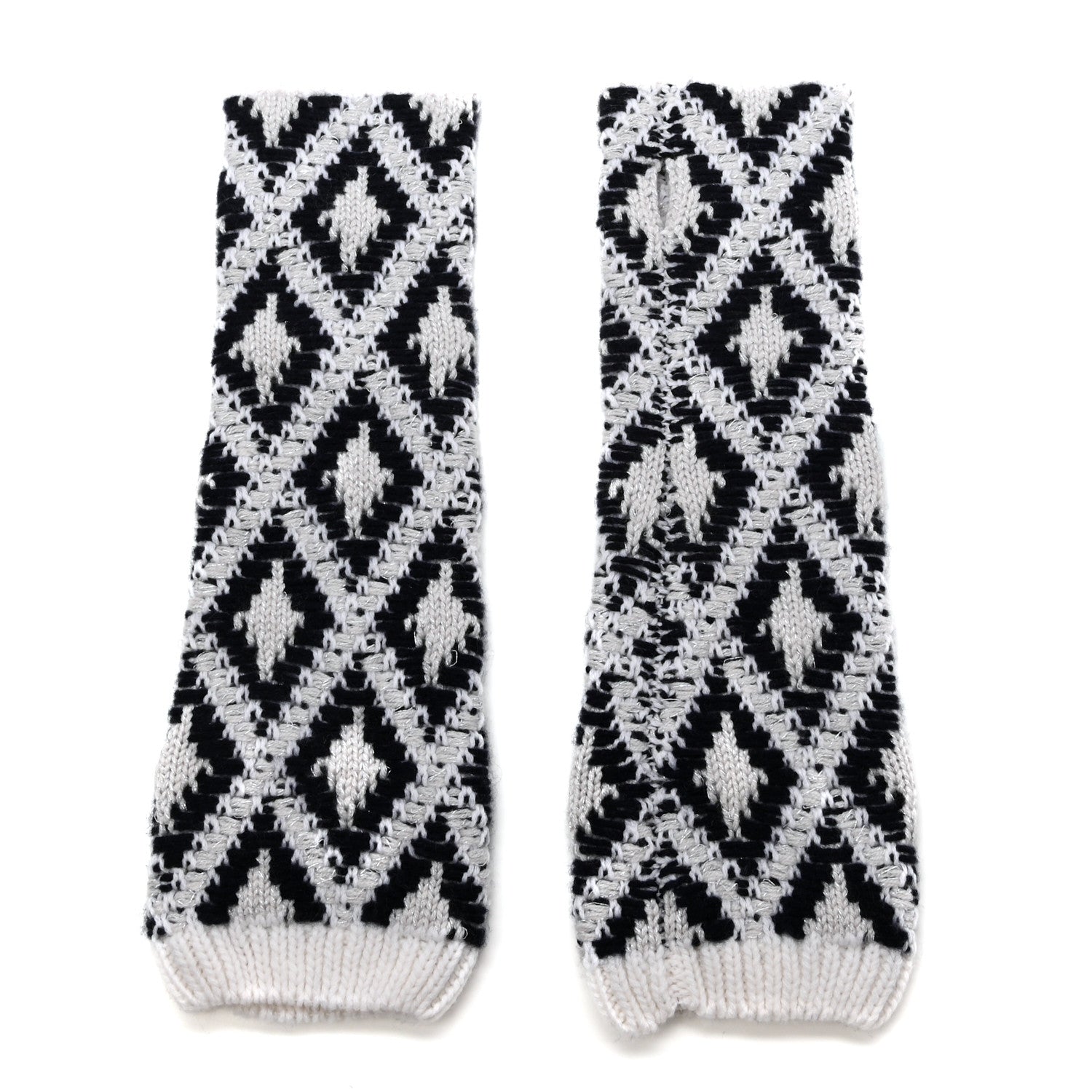 Chanel Cashmere Blend CC Beanie Hat With Gloves Set White Navy Blue 5 of 5