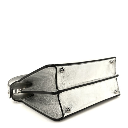 Fendi Rock Millenium Laminata Small Peekaboo I SEE U Satchel Argento 4 of 12