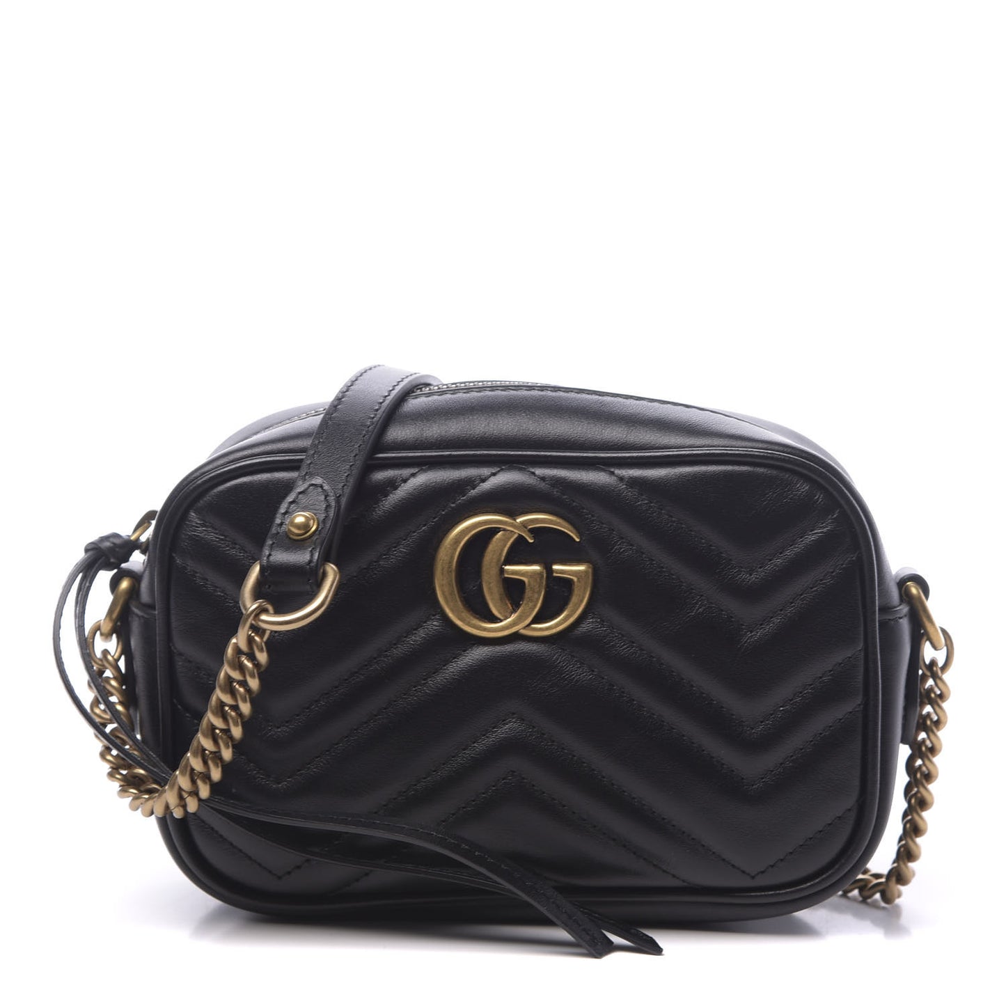 Calfskin Matelasse Mini GG Marmont Chain Shoulder Bag Black