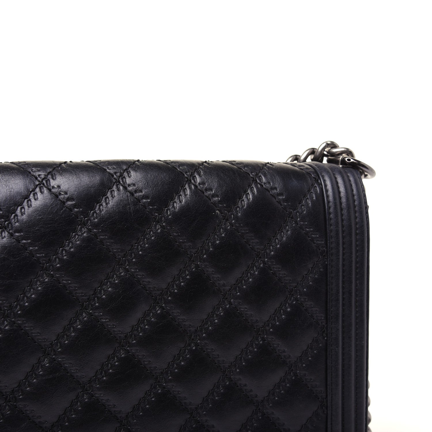 Chanel Calfskin Embossed Stitch Large Boy Flap Black 17 of 18
