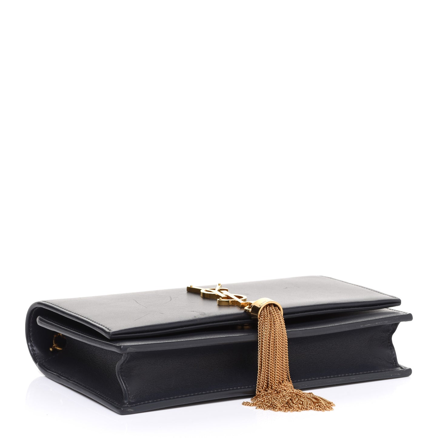 Smooth Calfskin Classic Monogram Kate Tassel Chain Wallet Marine