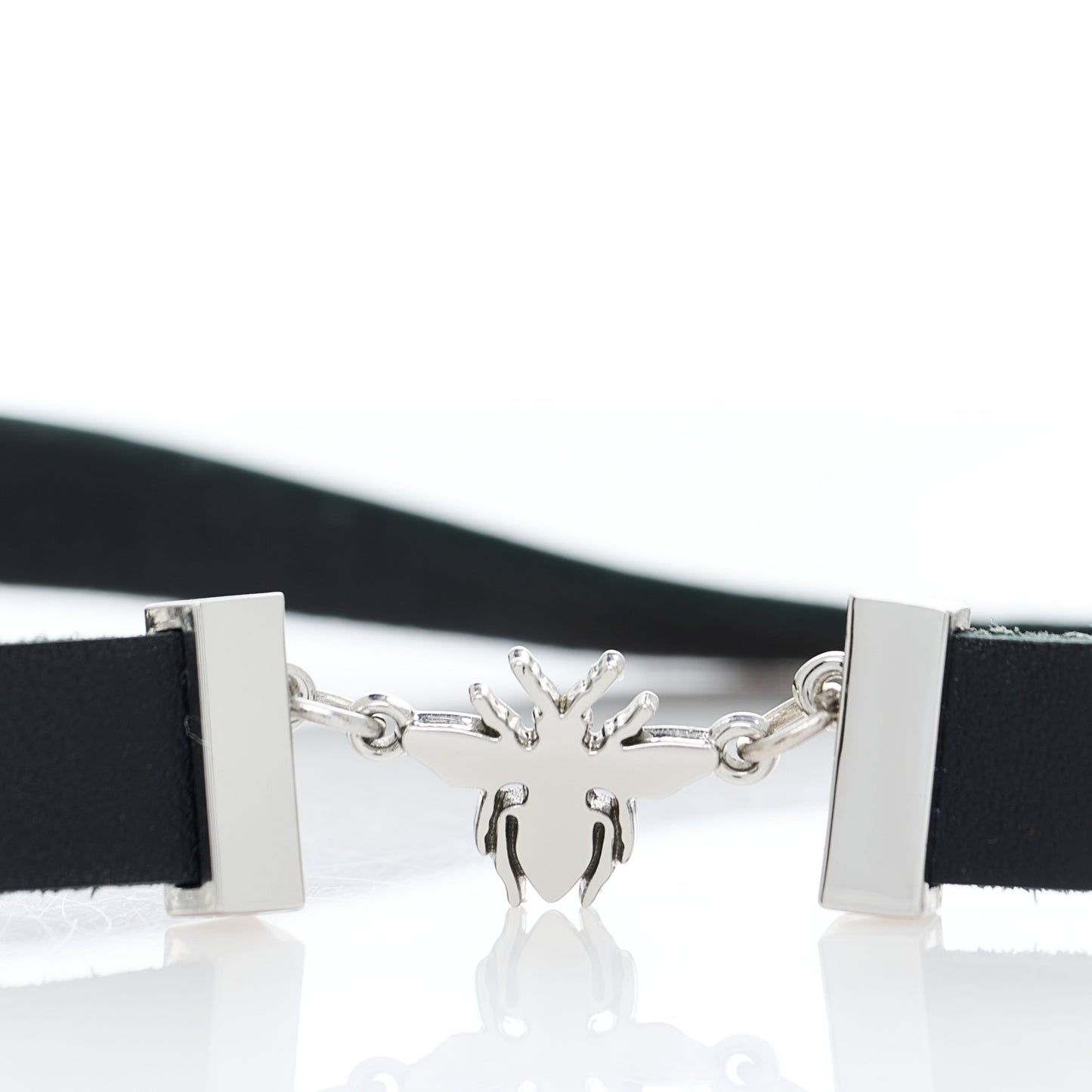 Calfskin Dior Bee Double Necklace Black