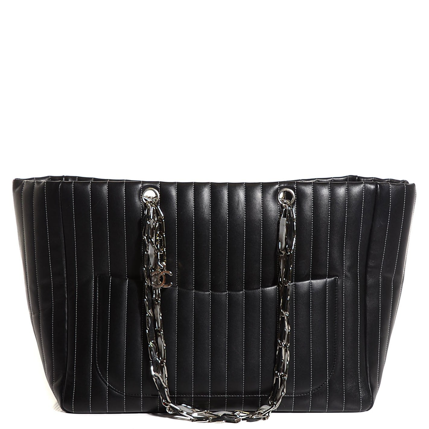 Chanel Lambskin Vertical Quilted Large Mademoiselle Tote Black 1 of 7