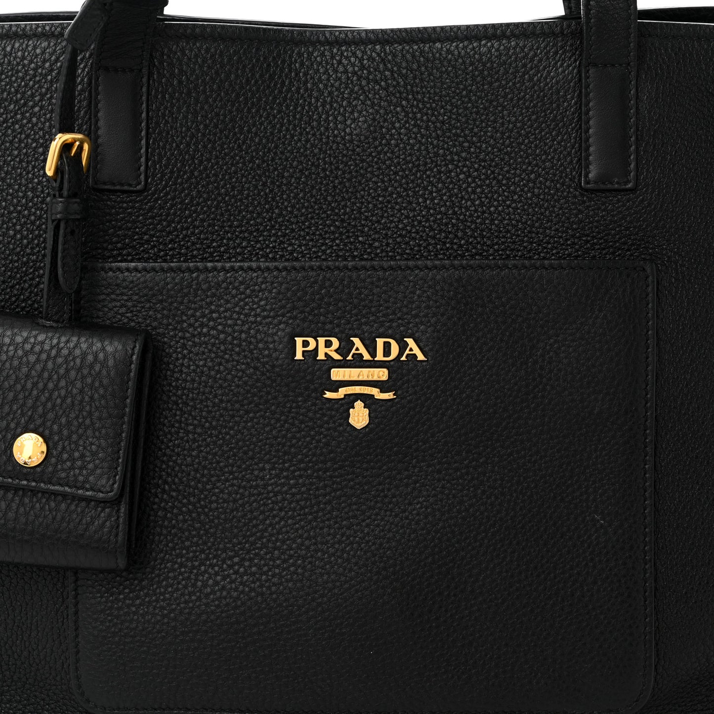 Vitello Daino Pocket Shopping Tote Black