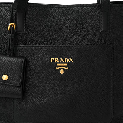 Prada Vitello Daino Pocket Shopping Tote Black 9 of 11