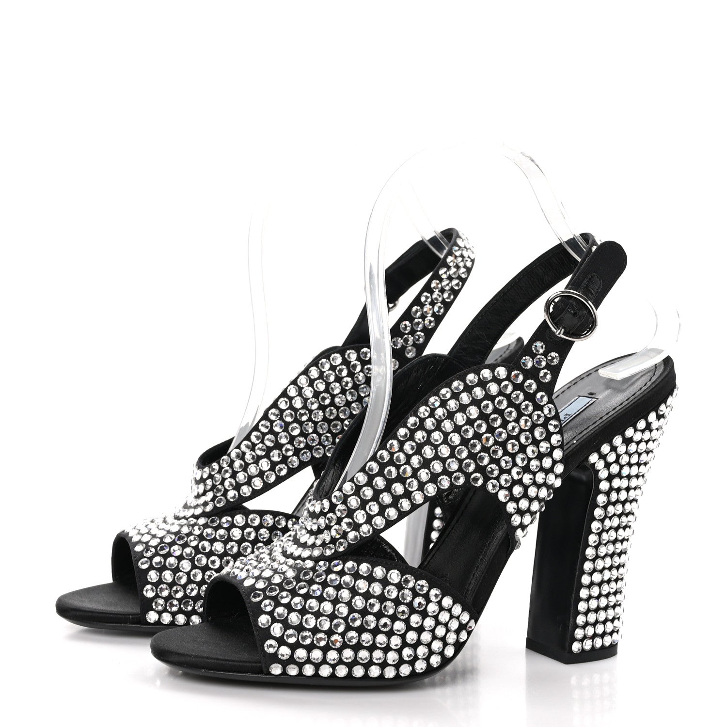 Prada Satin Crystal Calzature Donna 105mm Sandals 39 Cristal 3 of 7