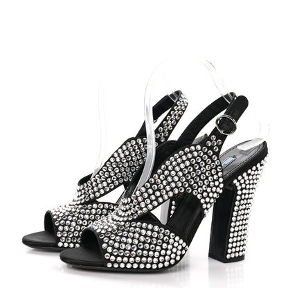 Prada Satin Crystal Calzature Donna 105mm Sandals 39 Cristal 3 of 7