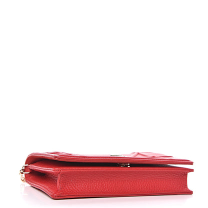 Christian Dior Grained Calfskin Diorama Wallet on Chain Pouch Red 4 of 10