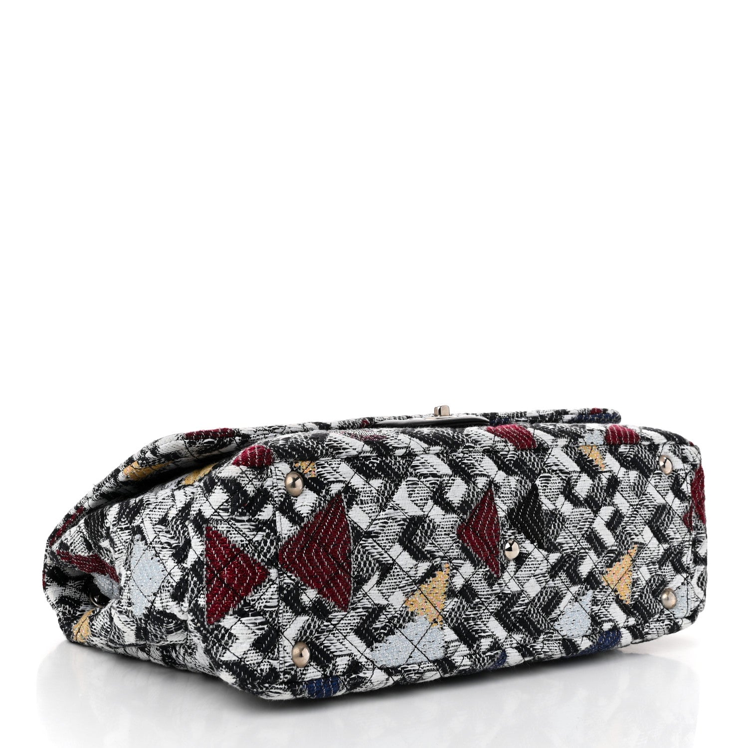 Chanel Tweed Strass Quilted XXL Plane Flap Black Multicolor 4 of 11