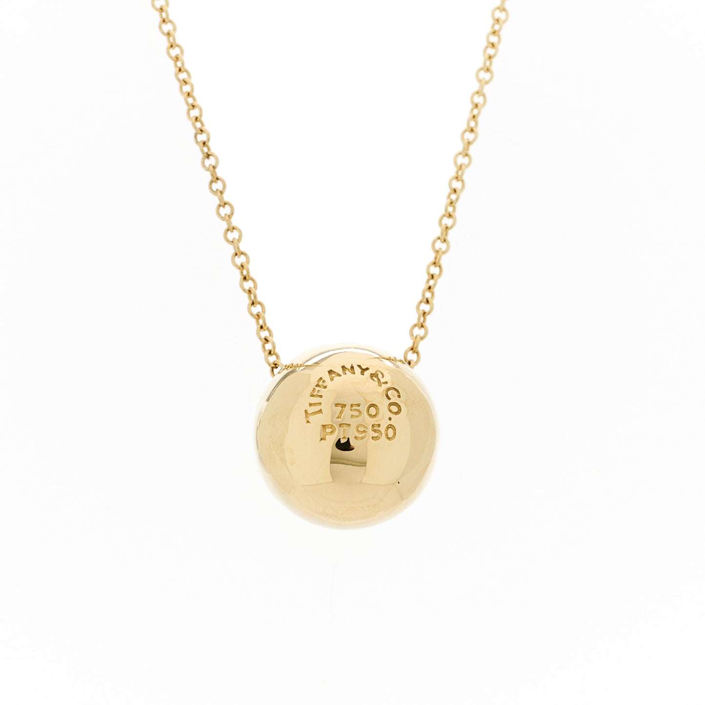 18K Yellow Gold Platinum Diamond Etoile Ball Pendant Necklace