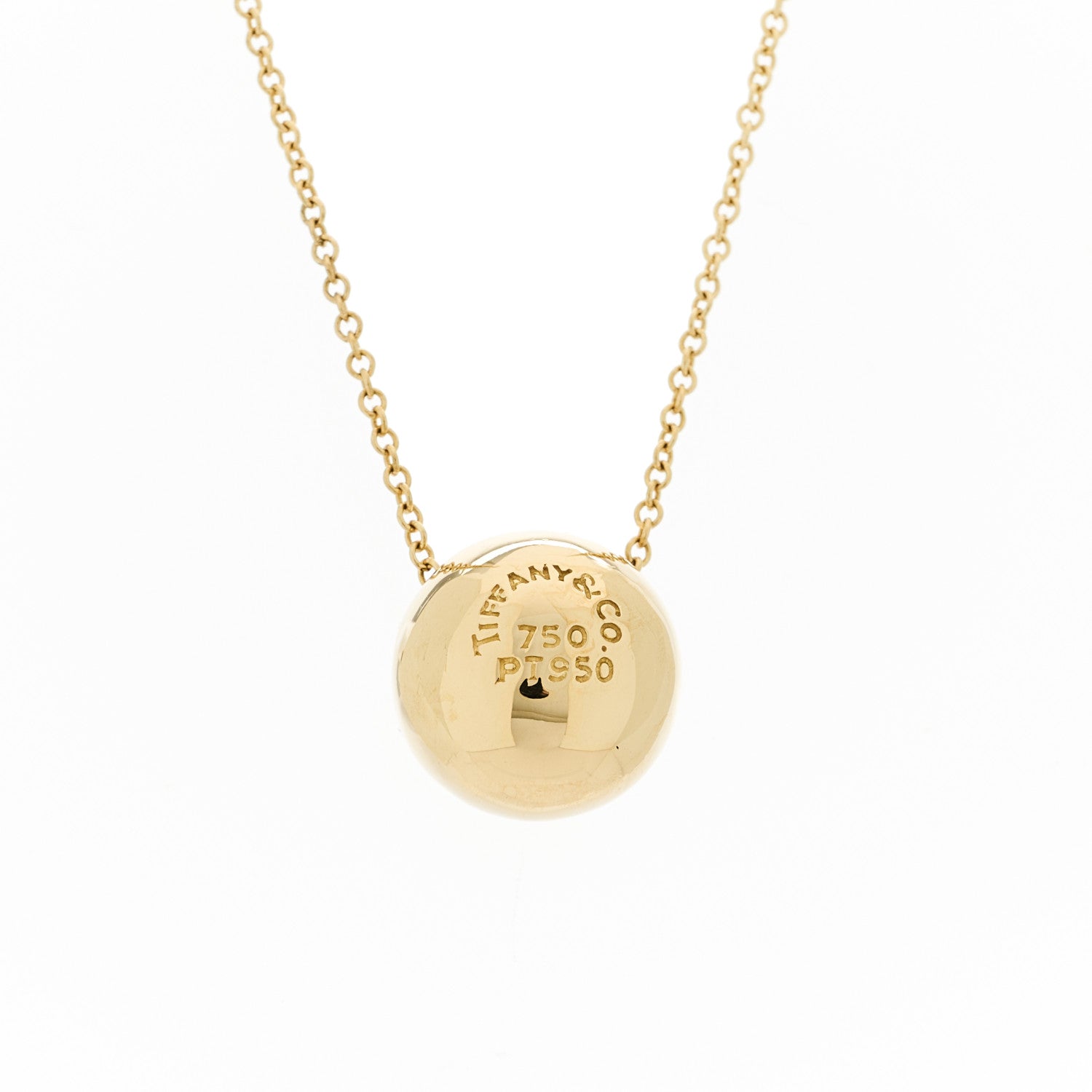 Tiffany 18K Yellow Gold Platinum Diamond Etoile Ball Pendant Necklace 6 of 6