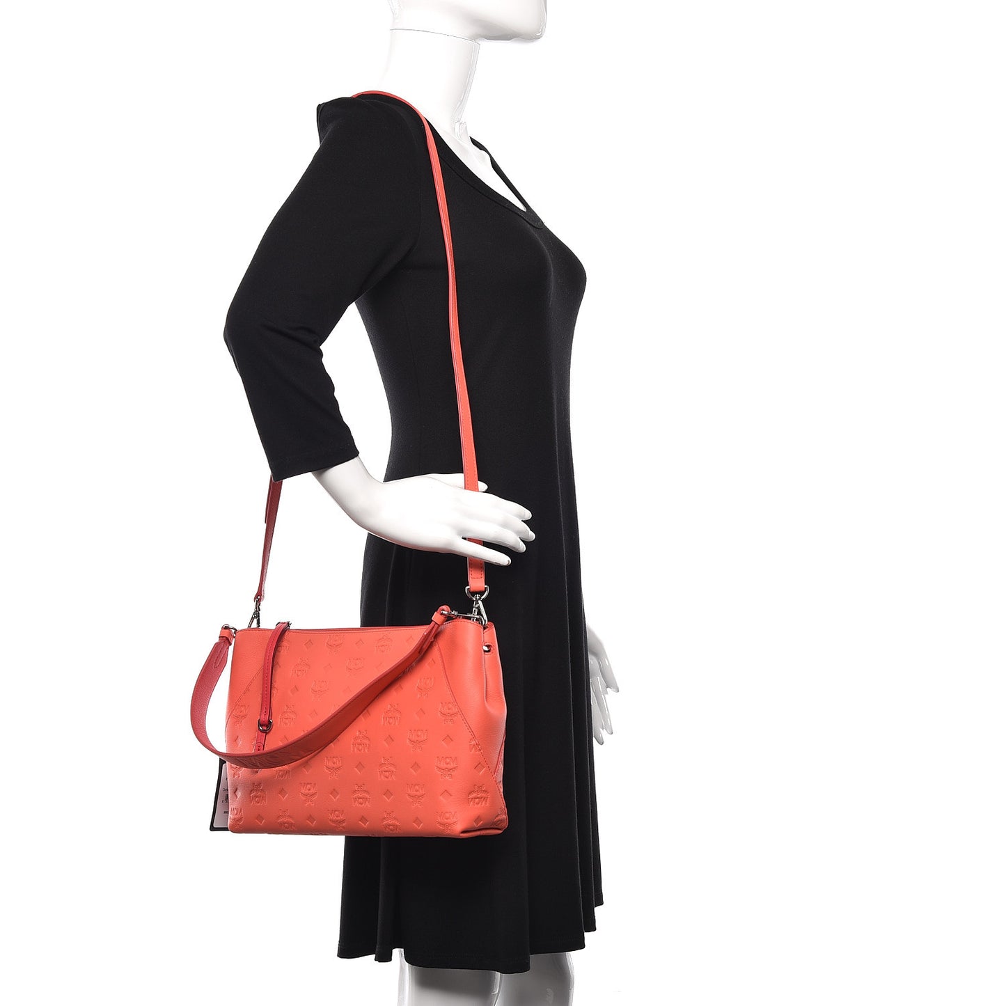 Calfskin Ottomar Monogram Medium Klara Hobo Hot Coral