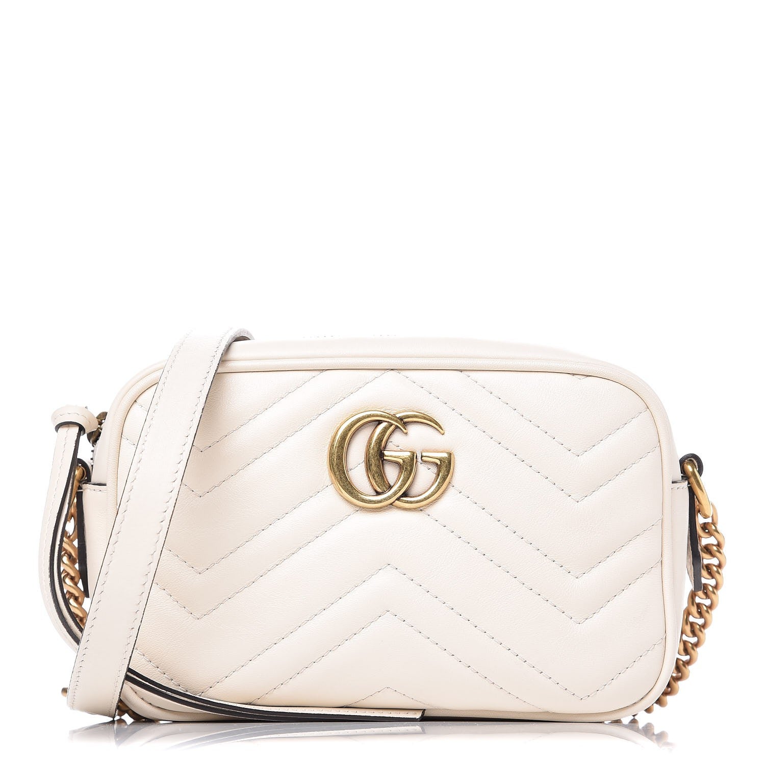 Gucci Calfskin Matelasse Mini GG Marmont Chain Shoulder Bag White 1 of 7