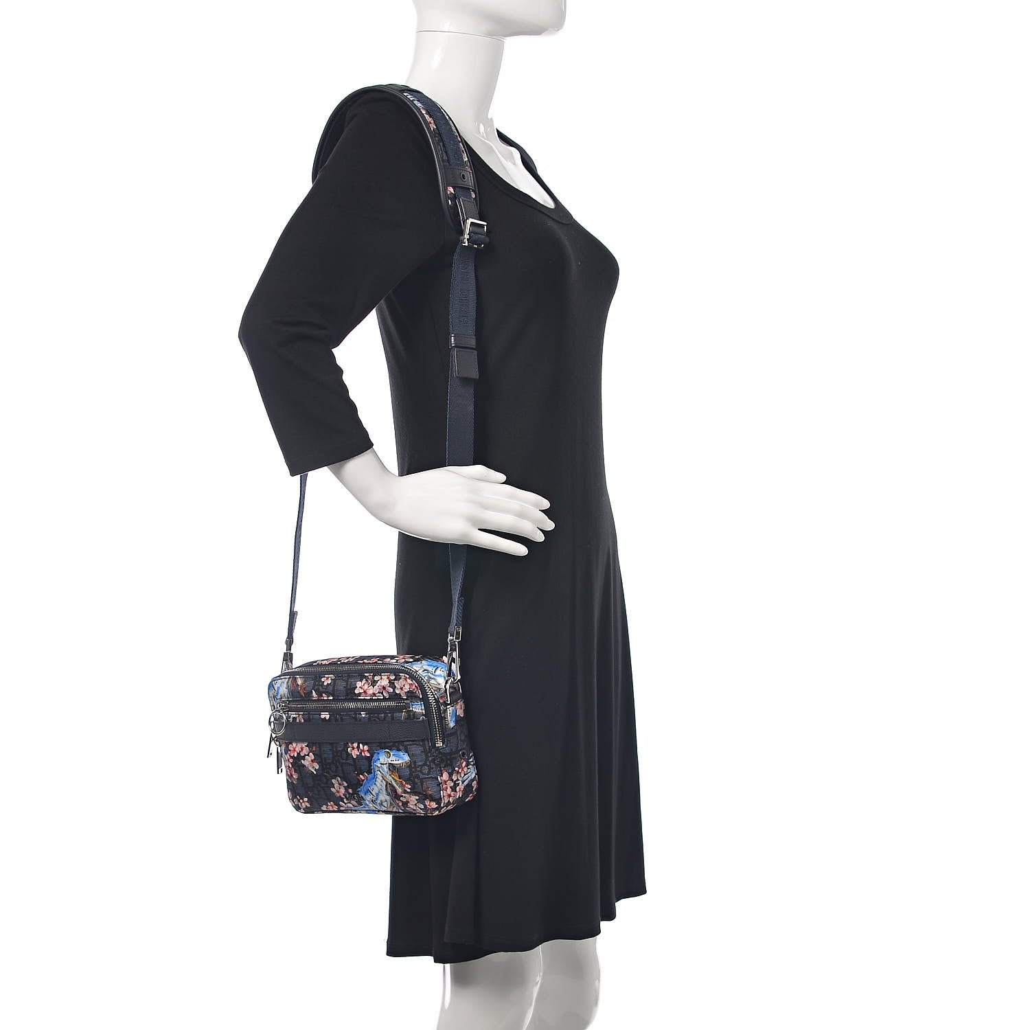 Christian Dior x Sorayama Nylon Grained Calfskin Safari Bag Navy Blue 2 of 10