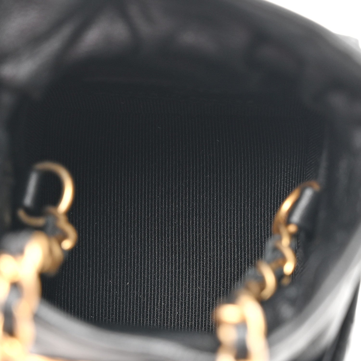 Chanel Calfskin Quilted Mini Drawstring Bucket Bag Black 5 of 10