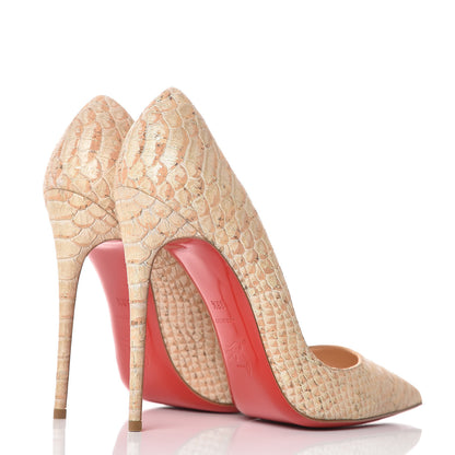 Christian Louboutin Liege Embossed So Kate 120 Pumps 38.5 Beige 4 of 9
