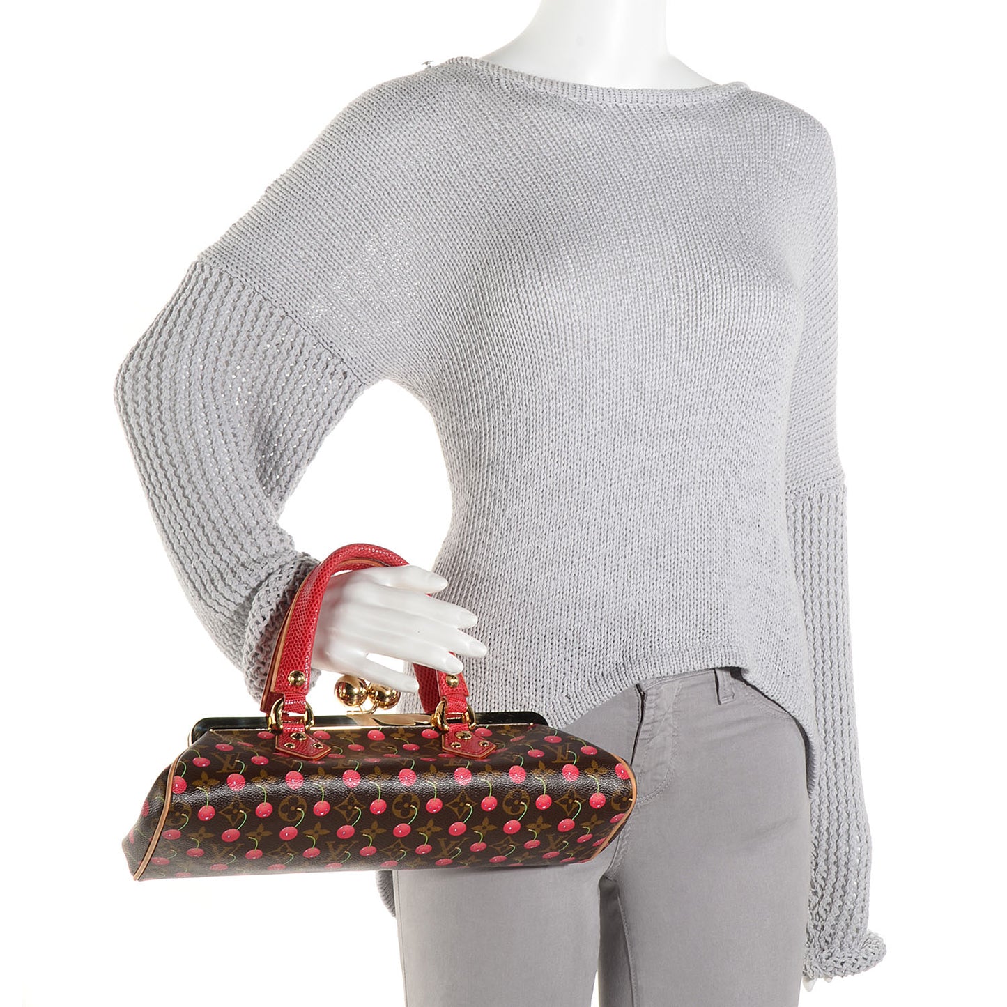 Monogram Cerises Lizard Sac Fermoir GM